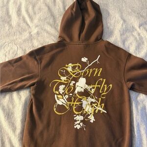Hollister Brown Hoodie with Yellow Graphic